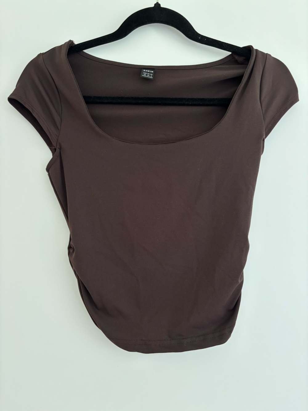 SHEIN Brown Scoop Neck Crop Top